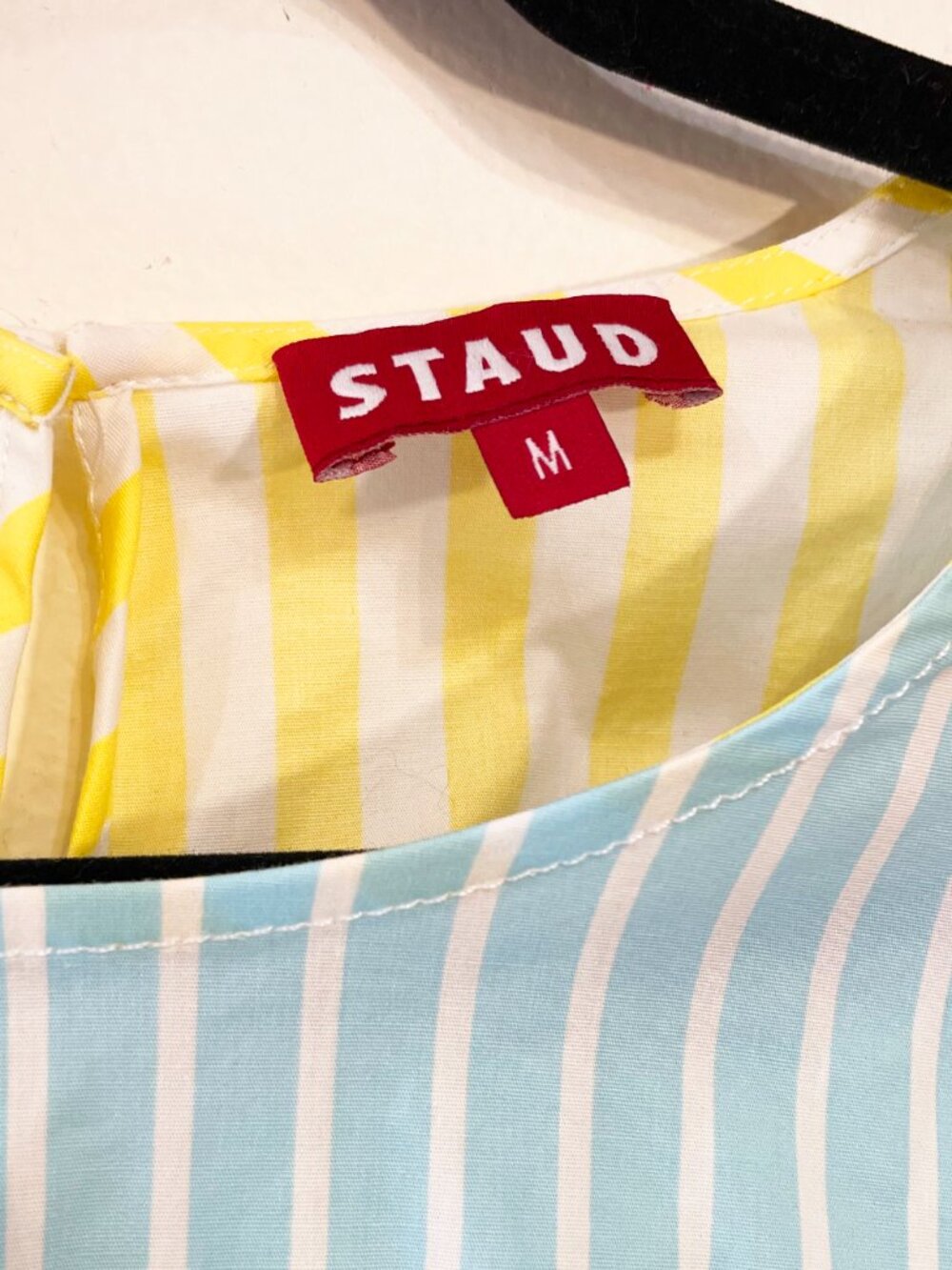 New Staud Athena Stretch Cotton Colorblock Stripe Crop Top Medium $225 - Picture 4 of 7